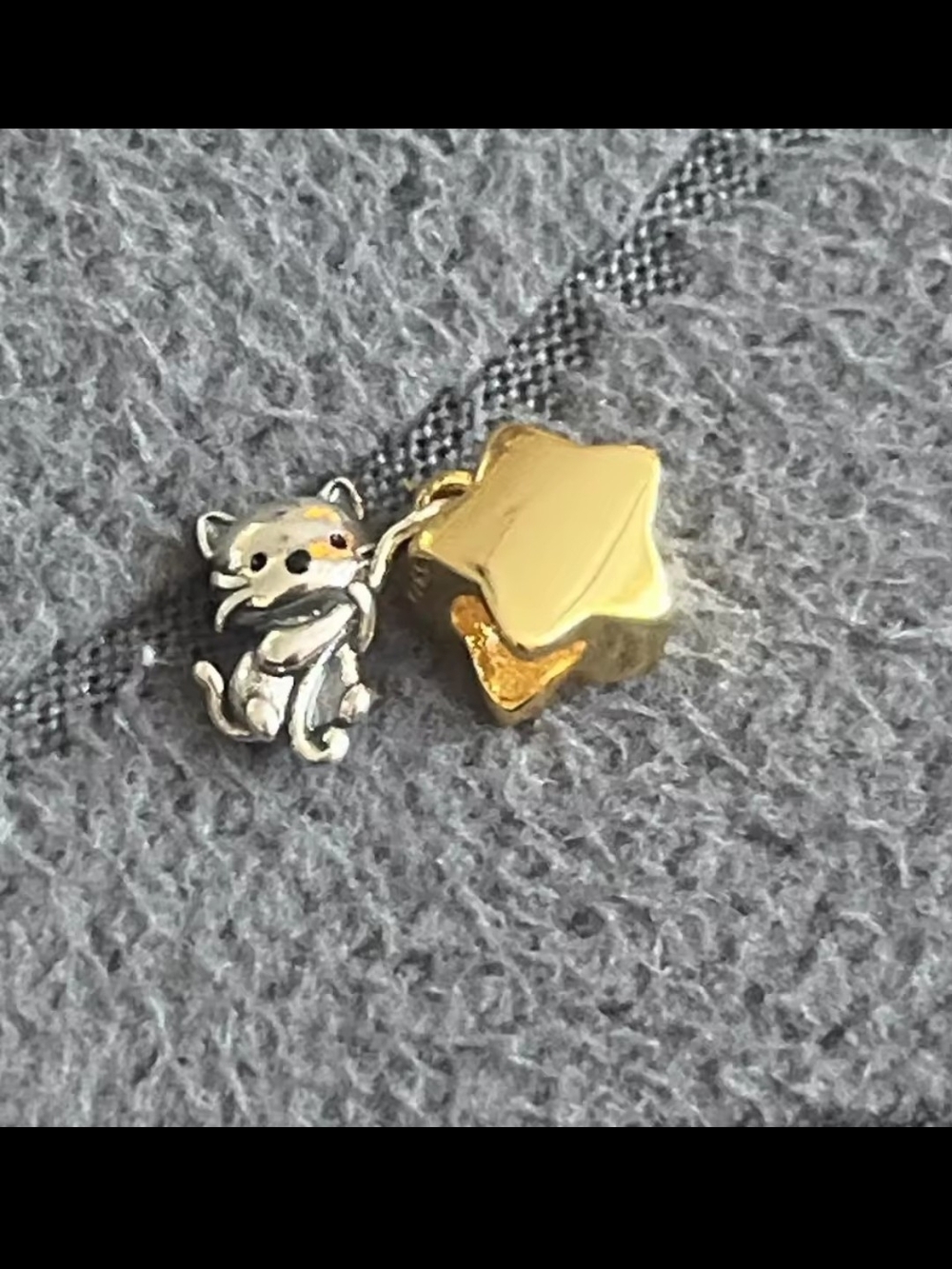 Sterling Silver Cute Cat and Star Charm Pendant